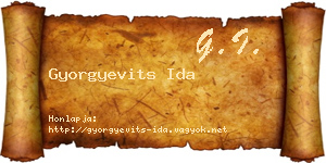 Gyorgyevits Ida névjegykártya